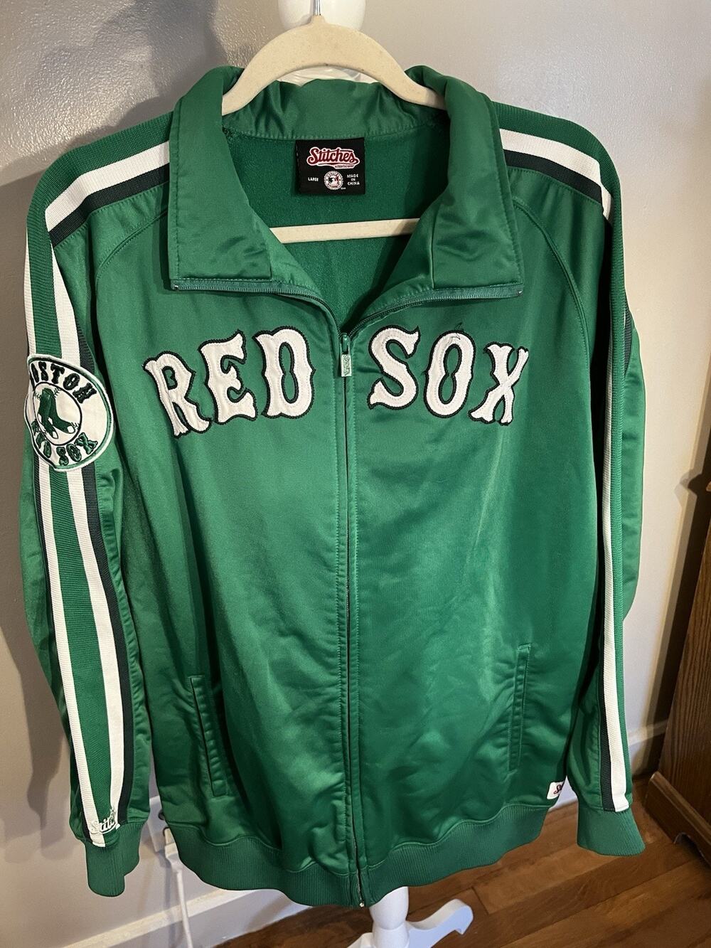 Stitches Boston Red Sox Green Track Jacket Full Zip St. Patrick’s Day Size L